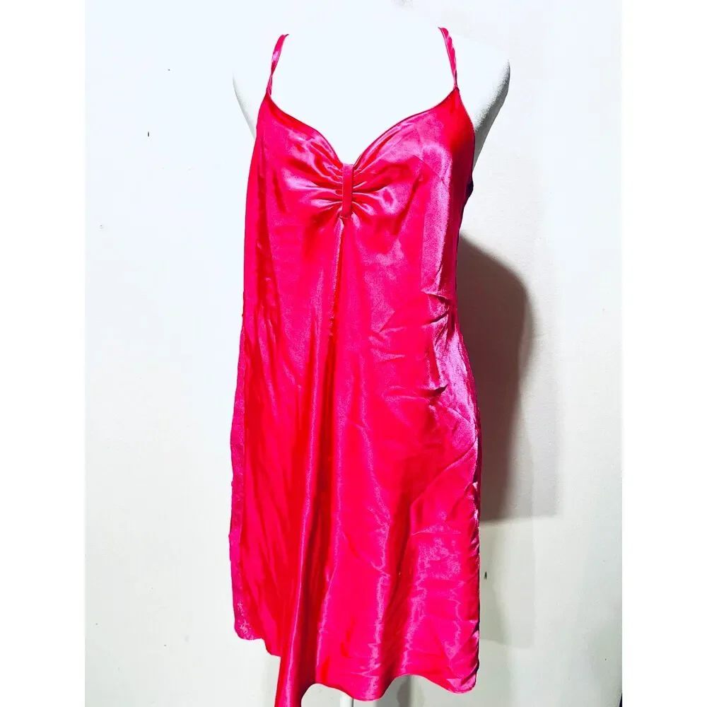 Morgan Taylor nightgown pink lace satin comfy romantic chemises women's M